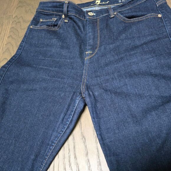 7 For All Mankind The High Rise Ankle Skinny Dark Wash Jeans - Picture 5 of 10